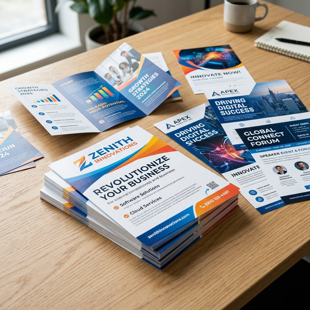 Premium Flyers & Pamphlets Showcase Mockup - Shekhawati Printers Jaipur